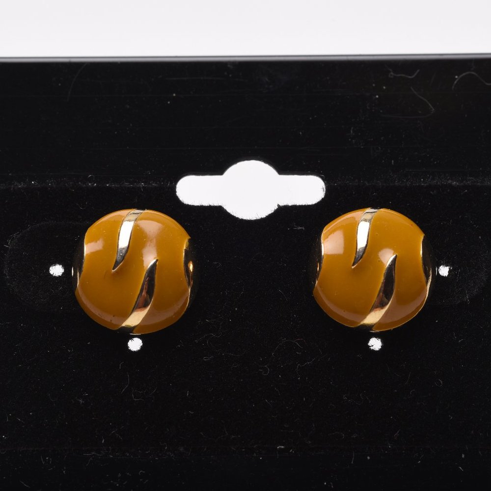 Pretty Mustard Yellow and Gold Post Earrings